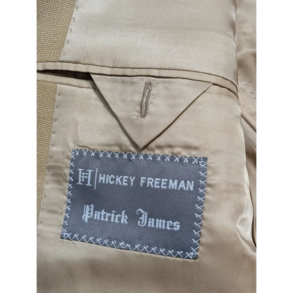 Hickey Freeman Men's Blazer 42L Tan Wool Suit Jacket Coat Vintage Made in USA